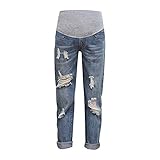 Xiedeai Umstandskleidung Jeans Hosen Damen - Frauen Umstandsjeans Elastische Bund Zerrissen...