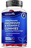 Magnesium- & Vitamin-C-Gummibärchen für Erwachsene – Hochdosiertes Magnesium – 90 vegane...
