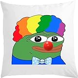 Funny Pepe The Frog Clown World Meme Kissen, 40 x 40 cm, mit Füllung, Weiß