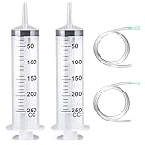 250 ml Kunststoff-Spritzen Set (2 Stück) mit 2 × PVC-Schläuchen – Große Dosierspritzen ohne...