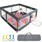 IBVIVIC Laufstall Baby Laufgitter 200x200cm, Playpen Baby 300D Oxford Gewebe mit Atmungsaktivem Netz...