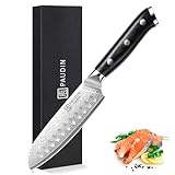PAUDIN Damastmesser santoku messer 13 CM, Profi Damast Küchenmesser für Küche, Extrem Scharf...