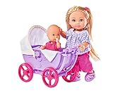 Simba 105736241 - Evi Love Doll Walk, 2-sort., Evi Puppe mit Babypuppe, mit Puppenwagen, inklusive...