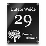 Graviertes Türschild | Hausnummer 20x25 cm mit Gravur mit Motiven Familien-Haus Familienschild...