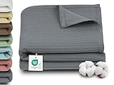 ZOLLNER Kuscheldecke in 150x200 cm - knitterarme und atmungsaktive Couchdecke in grau - waschbar bis...