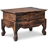 livasia Opiumtisch mit Schublade – 60x40x40cm – Handgeschnitzter Beistelltisch Holz aus Bali,...