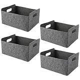 WOPPLXY 4er Set Filzkorb, 30 x 26 x 12.5cm Filzbox, Grau Filzkorb Aufbewahrung für Schränke,...