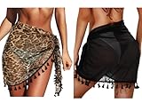 Aiseyi Strandrock Sarong Damen Strand Wrap Groß Chiffon 2 Stück Strandrock mit Fransen...