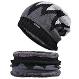 yeeplant Unisex Kinder Weiche Warme Strickmütze Chunky Cozy Winter Beanie mit dicker Kappe für...