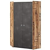 Furniture24 Kleiderschrank Fargo FG17 Eckschrank mit 2 Kleiderstangen Eckkleiderschrank 2 Türiger...