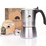 BARILUNA® Premium Espressokocher aus Edelstahl, Induktionsgeeignet, 4-6 Tassen Espresso, 150-300 ml...