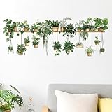 milaosk Wandtattoo Küche Wandaufkleber Pflanzen Hängende Topfpflanzen Grüne Blätte Efeu...