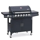 TAINO RED 6+1 Gasgrill Grillwagen BBQ Edelstahl-Brenner Gas-Grill schwarz - wahlweise Zubehör (RED...