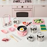 Kinderküche Zubehör, 28-teiliges Kinder Kochset, Spielküche Zubehör für 6–12 Jahre mit...