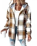 Minetom Sweatjacke Damen Karierte Winterjacke Kapuzenjacke Kapuzenpullover mit Knöpfen Herbst...
