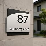 Hausnummernschild Curved von EDS-Werbemedien - Hochwertiges Hausnummer Schild in Edelstahl-Design -...