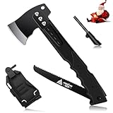 Freelander Scharfe Axt 5-in-1 mit Säge, Camping Beil mit Scheide und Pfeife, 34CM Camping Axt,...