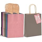 Koogel Papiertüten Bunt, 24 Stück Geschenktüten, Papiertüten mit henkel, Candy Tüten zum...