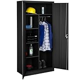 tectake Aktenschrank, Spind Schrank, Mehrzweckschrank, Garderobenschrank mit Kleiderstange,...