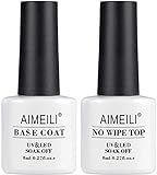AIMEILI UV LED Gellack Gel Nagellack Base & No Wipe Top Coat Unterlack & Überlack Set Gel Polish...