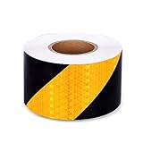 Reflektierendes Band, Warnband Selbstklebendes reflektierendes Warnband, schwarz und gelb, 10 cm x...