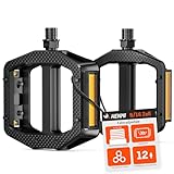 HENMI Fahrradpedale mit Reflektoren StVZO, MTB rutschfest Fahrrad Pedale 9/16 Zoll mit Abgedichtete...