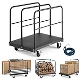 VEVOR Plattenwagen, 816 kg, 2-in-1 Transportwagen mit 360° Lenkrollen, Plattenroller, Plattenkarre...
