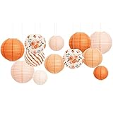 NICROHOME 12 STÜCKE Orange Vintage Hanging Papier Laterne, Party Deko Papierlaterne für...