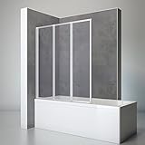 Schulte Duschwand für Badewanne Well, 127 x 140 cm, 3-teilig faltbar, Kunstglas Softline hell mit...