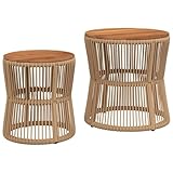 vidaXL Garten Beistelltisch 2 STK., Tisch mit Holzplatte, Gartentisch mit Stahlgestell,...