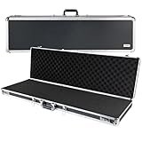 HMF Alu Waffenkoffer für Langwaffen, Gewehrkoffer abschließbar mit Rasterschaumstoff | Schwarz