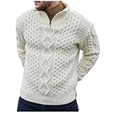 Beokeuioe Herren Rollkragenpullover Gestrickt Pullover Mit Zip Strickpullover Slim Fit Warme Basic...