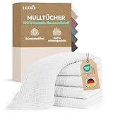 Laleni Spucktücher Baby im 5er Set aus Reiner Baumwolle - schadstofffreie Mulltücher weich 70x70 -...