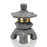 Yeomoo Solar Pagode Garten Deko für Draußen – Pagode Solar Laterne Gartenfiguren Zen Garten...