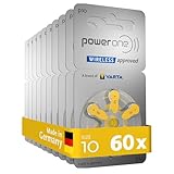 Varta Power one Hörgerätebatterien Typ 10 gelb, Batterien 60 Stück Vorratspack, wireless...