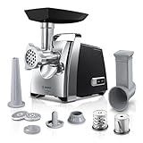 Bosch Fleischwolf ProPower MFW67440, elektrisch, Wurstaufsatz, 3 Edelstahl Loch-Scheiben (3, 4,8...