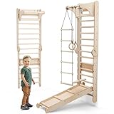 6-in-1 Holz Schwedenwand & Rutschensatz – Vielseitiges Indoor Kletterdreieck Set für Kinder mit...