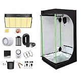 JUNG Growbox Komplettset Anbau Set mit LED Vollspektrum Grow Lampe Dimmbar, 60x60x140 cm, mit...