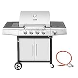 Royal Gourmet 4+1 Brenner Gasgrill Grillwagen mit automatischer Zündung,integriertem Thermometer...