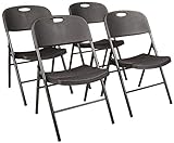 Amazon Basics Folding Plastic Chair, 350-Pound Capacity, Black, 4-Pack