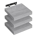 WOLTU Wandboard 3er Wandregal CD DVD Regal Bücherregal Schweberegal Holz Board 25x22.9x3.8cm grau...