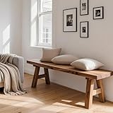 Rustikale Holzbank aus Eiche, kleiner Ess- und Schuhhocker für Flur, Küche, Wohnzimmer, Fuß,...