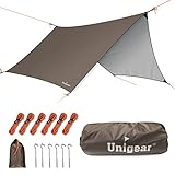 Unigear Zeltplane wasserdicht, sechseckig Tarp mit Ösen + 6 Aluminium Erdnägel+ 6 Seilen,...