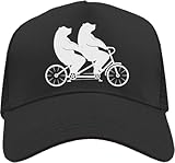 Functon+ Bears Riding Tandem Zeichnung Mesh Back Trucker Cap Adjustable Snapback Hat Casual Black,...