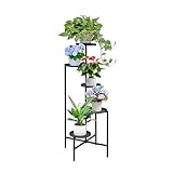 HUSFITLY 5 Etagen Blumenständer, Metall Pflanzenständer Blumentreppe mit Rund Tablett,...
