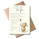 WBdesignz Taufkarte Mädchen oder Junge mit Umschlag – liebevoll mit Maus und Segensspruch -...
