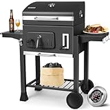 Holzkohlegrills, Grillwagen XXL, kohlegrill groß, Holzkohlegrill mit Deckel, Rädern und...