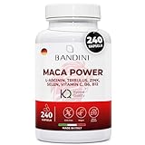 Bandini® MACA POWER 240 Kapseln – Hochdosiert - 1000 mg je Tagesdosis - Maca schwarz + Arginin...