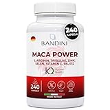 Bandini® MACA POWER 240 Kapseln – Hochdosiert - 1000 mg je Tagesdosis - Maca schwarz + Arginin...