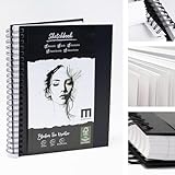 Premium Skizzenbuch DIN A4, 100 Seiten, 200 g/m² starkes Zeichenpapier - Sketchbook Malblock für...